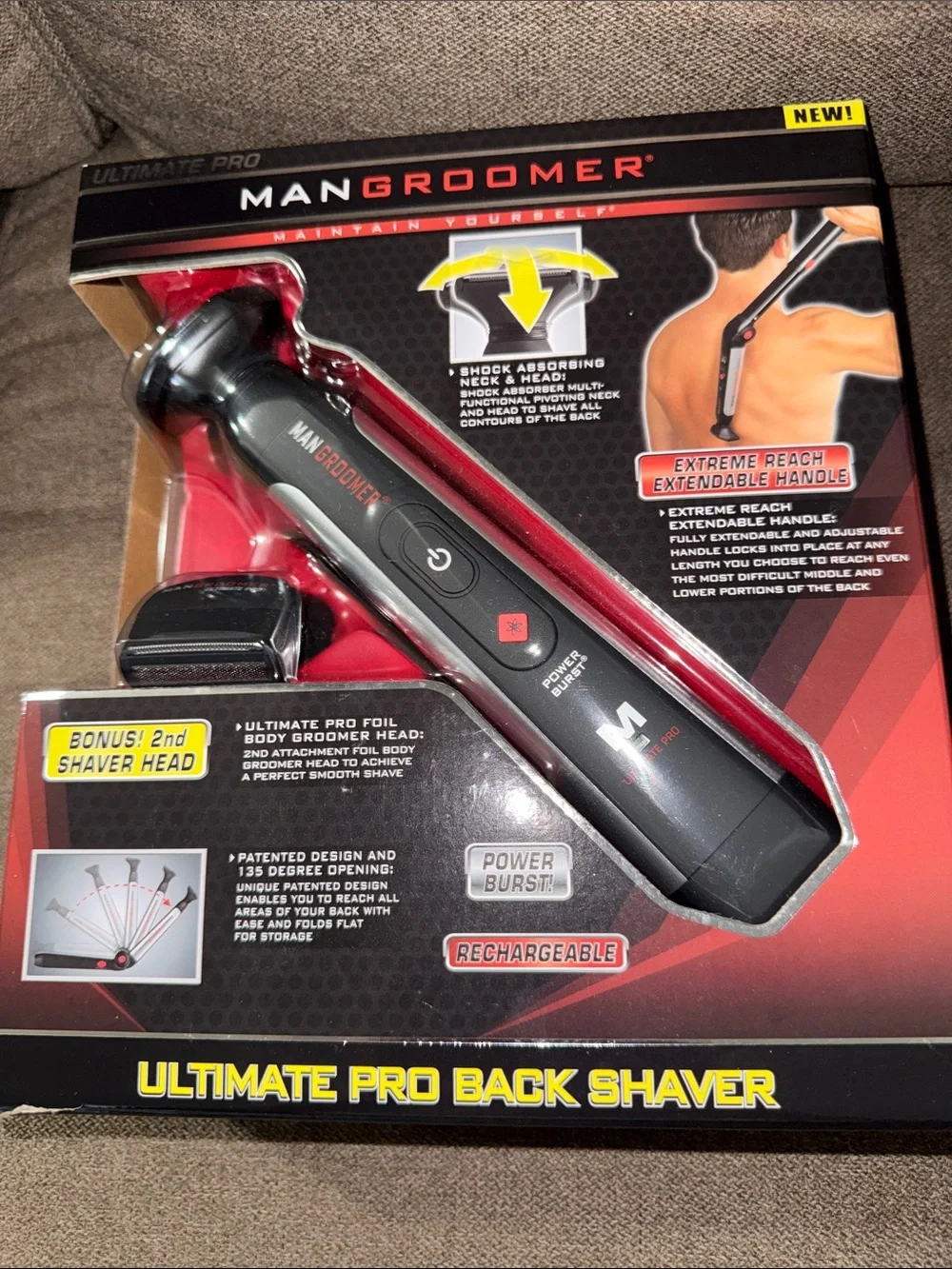MANGROOMER Ultimate Max Back Shaver Hair Clippers Groomer WITH 2 Heads Included